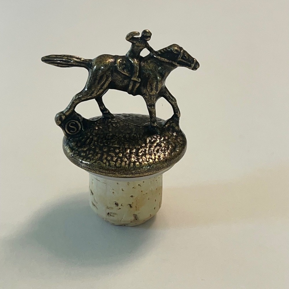 Blantons Bourbon Bottle Stopper Letter S Horse Jockey Collectible Pewter Cork
